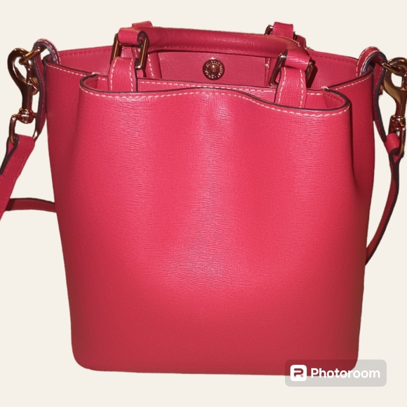 EUC Dooney & Bourke Saffiano Small Barlow Tote Red Leather BSAFF1034 MSRP $378 - Picture 3 of 7